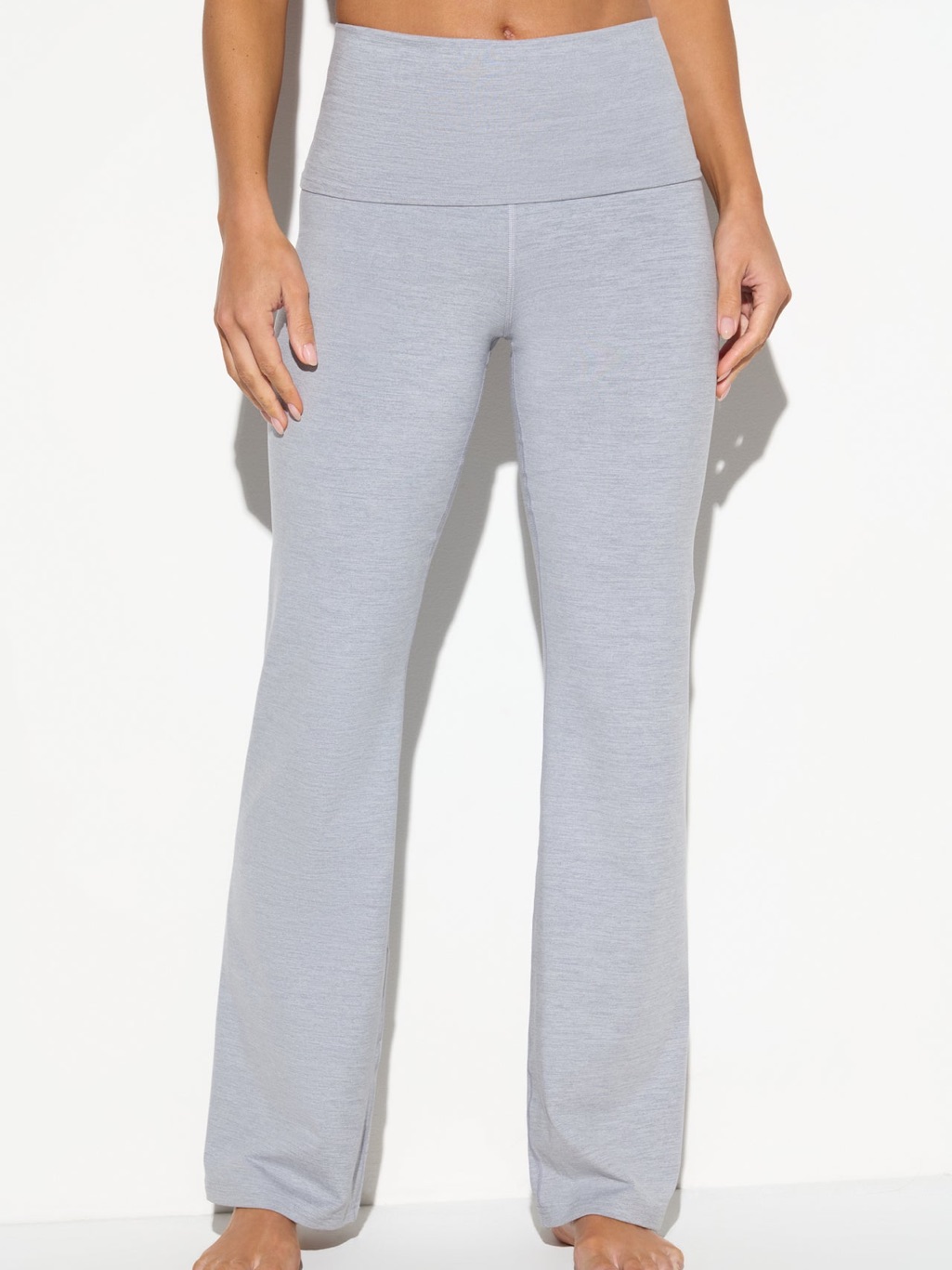 Spiritual Gangster Light Gray High-Waist Flare Yoga Pants